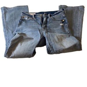 GAP jeans Light wash high rise flare size 24 short denim jeans distressed, EUC